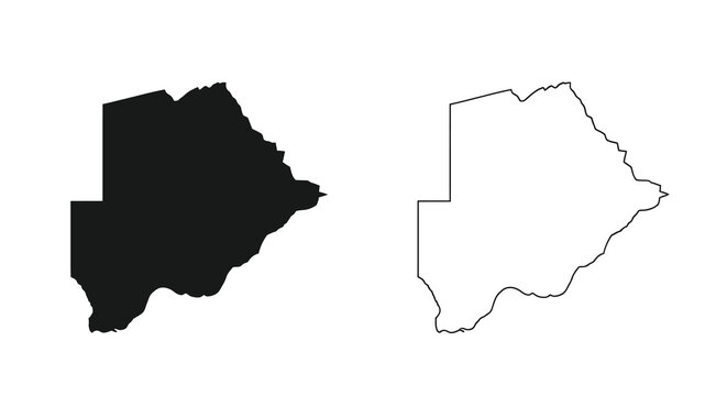 Botswana s geographical outline is depicted twice once filled black and once as a white contour