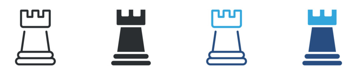 Chess Rook Icon Set, Business Power and Strategy, Leadership Concept Icons © Icon Atelier