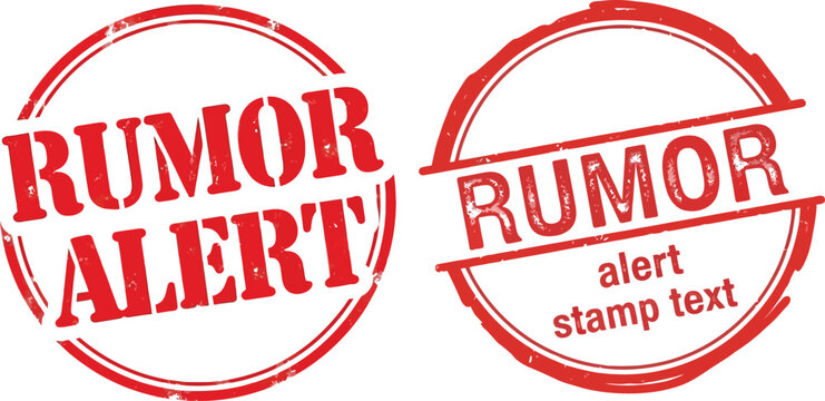 Round Red Stamp Graphics Featuring the Text RUMOR ALERT and RUMOR alert stamp text