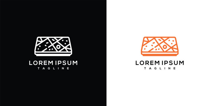 Modern Geometric Dessert Bar or Cake Slice Logo Design Template in Two Color Variants