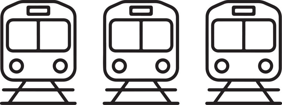Line of Commuters: A stark illustration of three passenger trains poised on parallel tracks, showcasing the essence of modern transportation. 