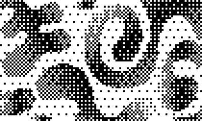 Fototapeta premium Grunge pixeled bitmap vector background. Gradient organic shapes
