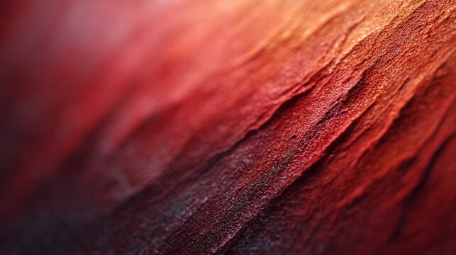 Abstract red texture with warm gradients and organic diagonal lines, a close up layered surface pattern offering vibrant, elegant, contemporary background for creative design projects