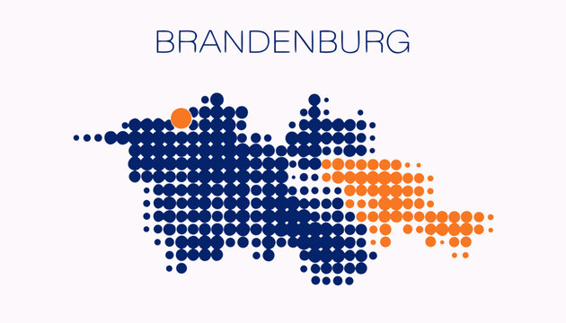 Brandenburg Map Illustration with Blue and Orange Dots