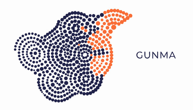 Gunma Prefecture Map Dots Illustration