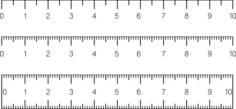 Set of measurement rulers with centimeter and millimeter scales isolated on white background for precision design use. Clean straightedge tools with clear markings ideal 