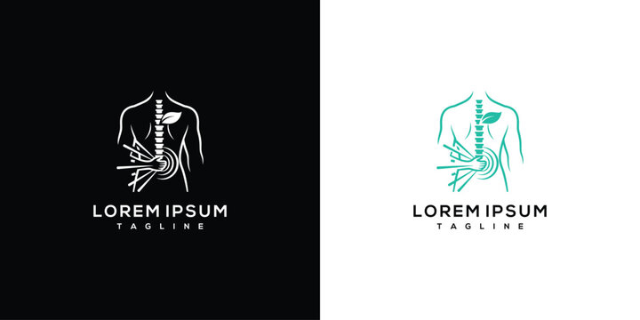Holistic Spine Care Logo Design Featuring Natural Leaf and Gentle Hand Touch