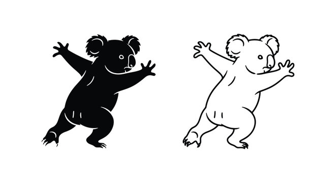 Cute Koala Characters Dancing Joyfully Vector