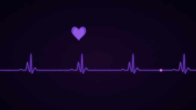 Purple Heartbeat ECG Pulse Loop Animation Lupus Health Awareness 4K