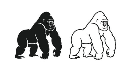 Obraz premium Gorilla Illustrations: Unique Black & White Art Vector