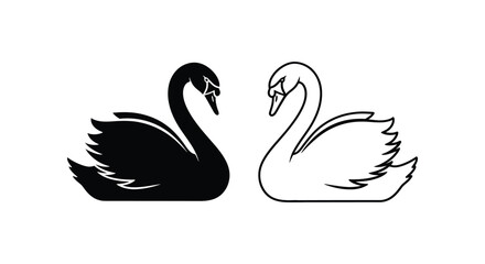 Fototapeta premium Black and White Swan Pair Art Design Vector