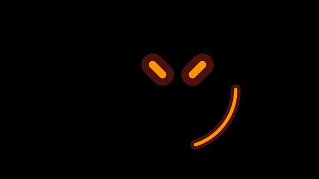 Animated orange neon cancel x mark button icon glowing in dark motion graphic clip.