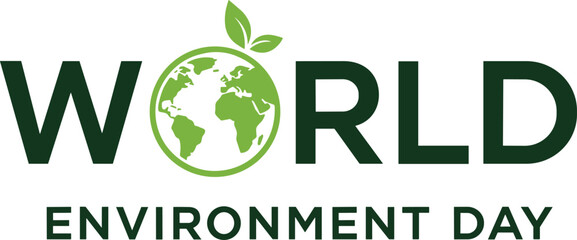 World environment day vector typography with green earth globe and leaf eco friendly awareness design illustration © Sajjat