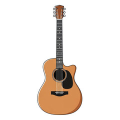 Naklejka premium Illustrated acoustic cutaway guitar with wooden finish and black pickguard.
