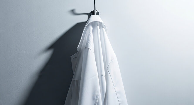 White lab coat hanging on hook