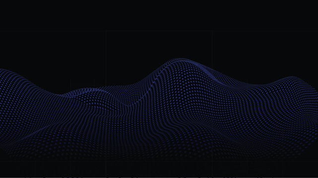 Blue dot line wave and dark abstract background