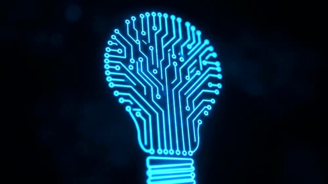 Abstract Digital Light Bulb Circuit Board Idea Concept.