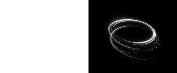 Fototapeta premium Silver Light Ring Glow Motion Circle Energy Effect PNG