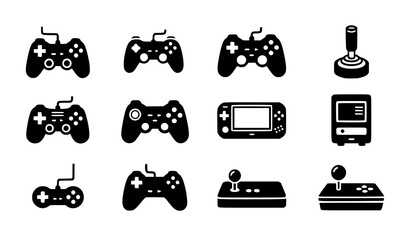 Gaming controller icon set silhouette vector illustration gamepad joystick EPS 10 © RINA