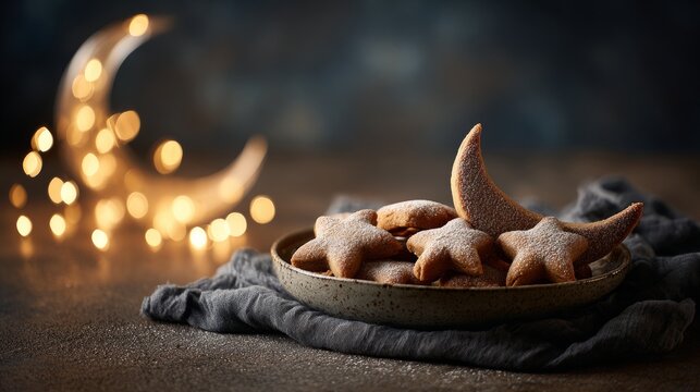Festive Ketupat Cookies dusted with powdered sugar