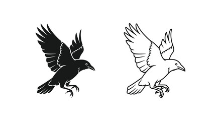 Fototapeta premium Elegant Flying Raven Silhouette Vector Art Design Vector