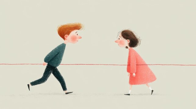 Push pull relationship concept with anxious and avoidant partners