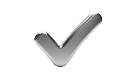 Shiny metallic silver checkmark symbol with 3D bevel © Antonio