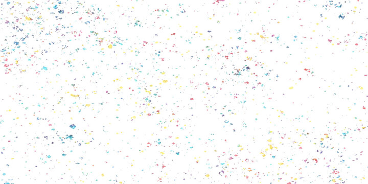 Colorful confetti pattern design on a white celebration backdrop with watercolor paint splashes and ink texture for a festive birthday wallpaper illustration