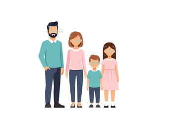 Fototapeta premium Family portrait with faces obscured by digital scanning overlays
