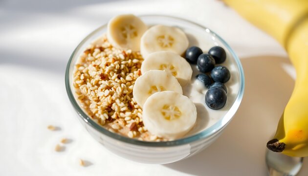 Close up of assorted carbohydrates under bright studio lighting.