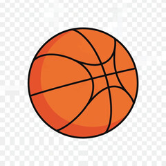 Fototapeta premium Bright orange basketball ball on a transparent background for sports illustration.
