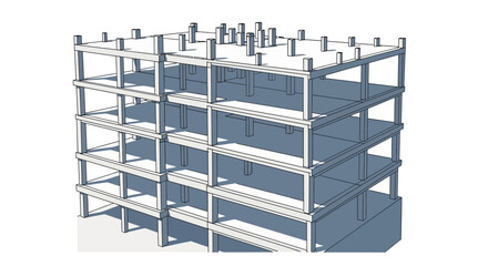 Modern Building Construction Frame, Concrete Structure, Architectural Design, Engineering Blueprint © Kamar