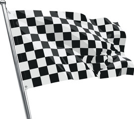 Fototapeta premium Checkered Racing Flag Illustration with Waving Motion for Motorsport, Finish Line and Speed Competition Concept Design