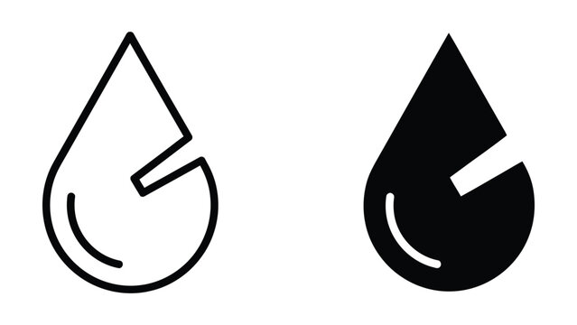 Contrasting water droplet icons in outline and filled styles