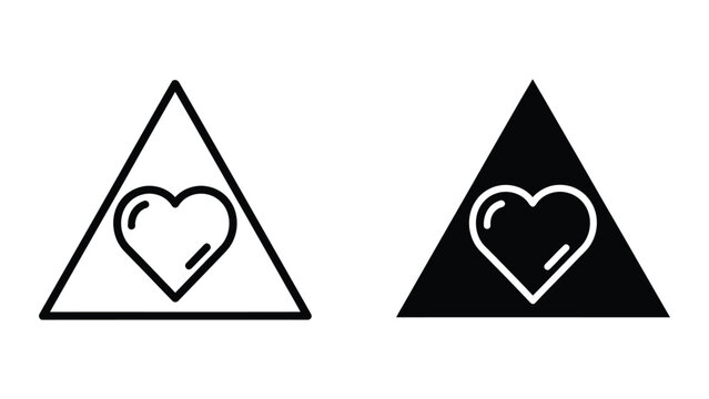 Contrasting triangular shapes with a heart symbol in positive and negative space designs