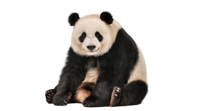 Sitting Giant Panda Bear with Black and White Fur