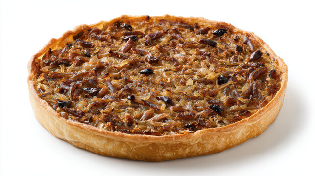 whole pissaladiere on rustic wooden table