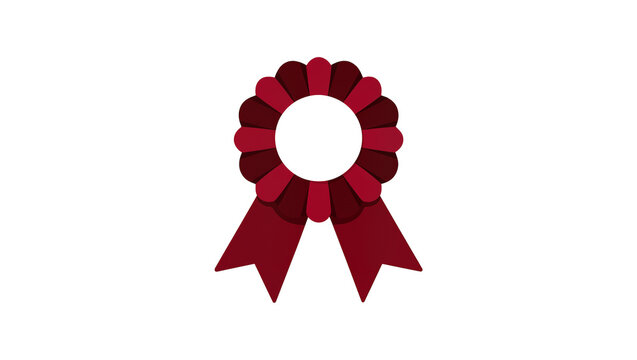 Maroon Ribbon rosette with red streamer award symbol