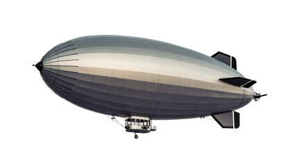 Silver Vintage Airship with Gondola and Tail Fins in Flight © Patricia