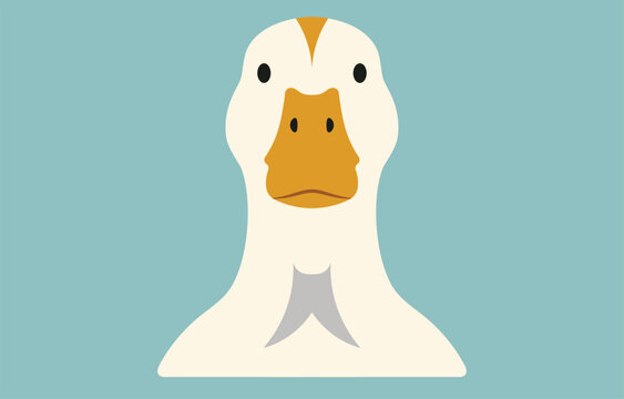Minimalist Duck Head on Blue Background