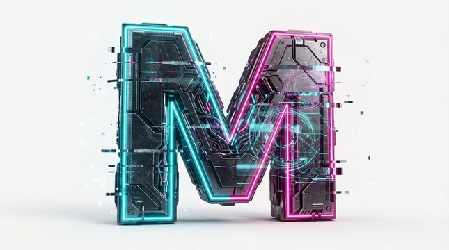  Letter M  Glitched Cyberpunk with Neon RGB Lighting  Esports Alphabet  Futuristic Gaming Alphabet YouTube thumbnail, esports glitch effects Sci-fi future and  retro tech