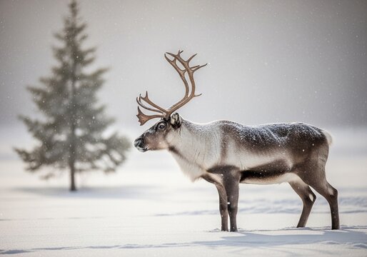Majestic Reindeer in Snowy Winter Wonderland: Embrace the Magic of Nature