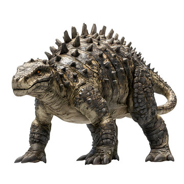 A powerful ankylosaur, ancient guardian of prehistoric landscapes, rendered with realistic textured skin and detailed bone structure against a clean white backdrop.