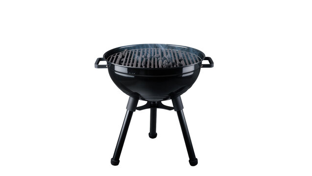 Black Metal Charcoal Grill with Chrome Grate and Steel Legs