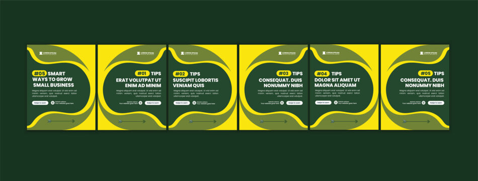 Five Tips Social Media Carousel Template for Business Marketing Instagram and LinkedIn Banner Design Vector