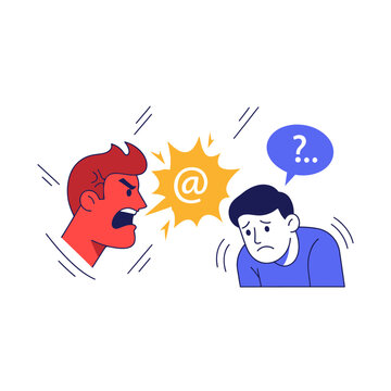 Angry Person Yelling at Confused Person, Conflict, Misunderstanding, Aggression