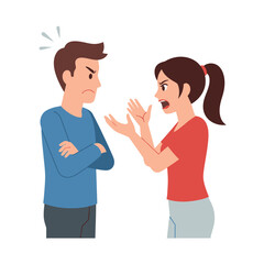 Fototapeta premium Couple arguing, man and woman in conflict, disagreement, relationship problems, stressful communication
