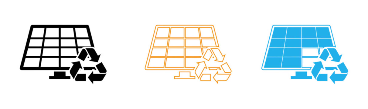 Solar panel lifecycle production use and recycling process illustration