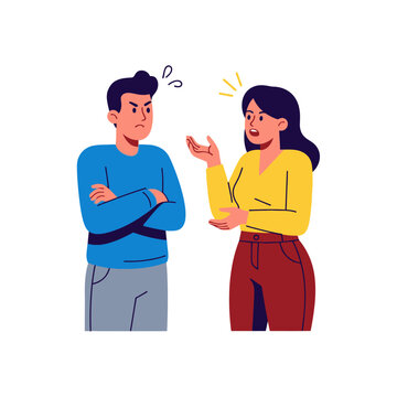 Angry Couple Arguing, Conflict and Disagreement Vector Illustration