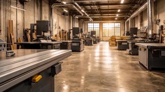Woodworking factory with modern machinery
